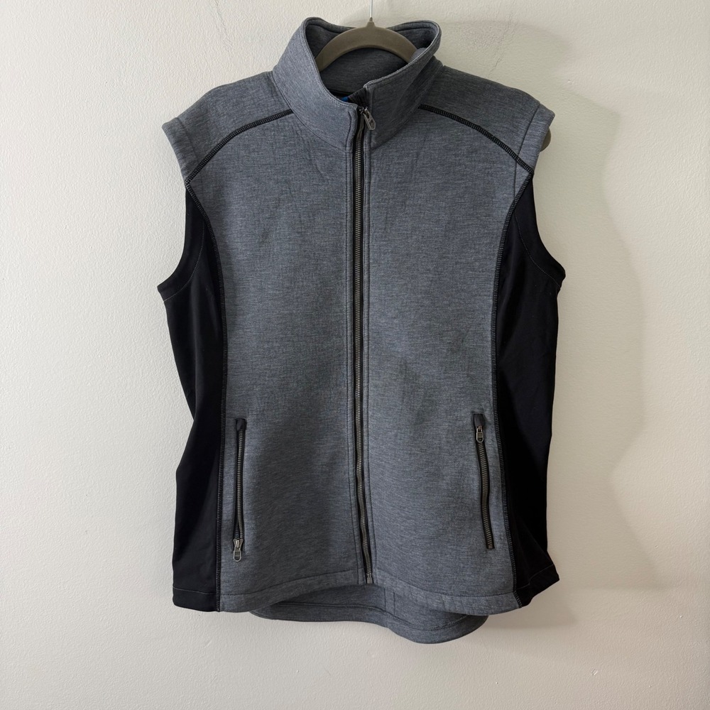 KUHL Projekt Mens XL Full Zip Vest Heathered Grey Black Outdoor Hiking Layer